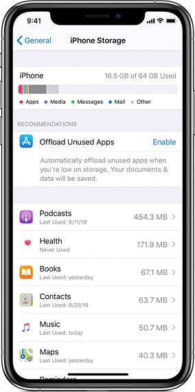 iPhoneストレージを管理します