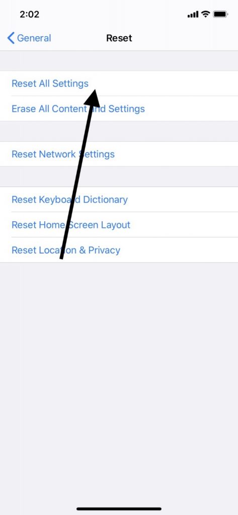 iPadフリーズアップのすべての設定をリセットします