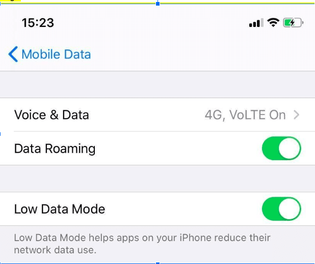 iPhone低データモード 