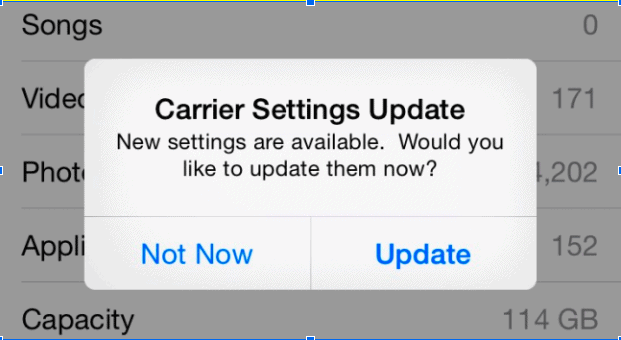 iPhoneの更新キャリア設定