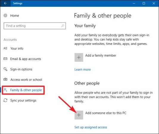 このPCに他の誰かを追加します