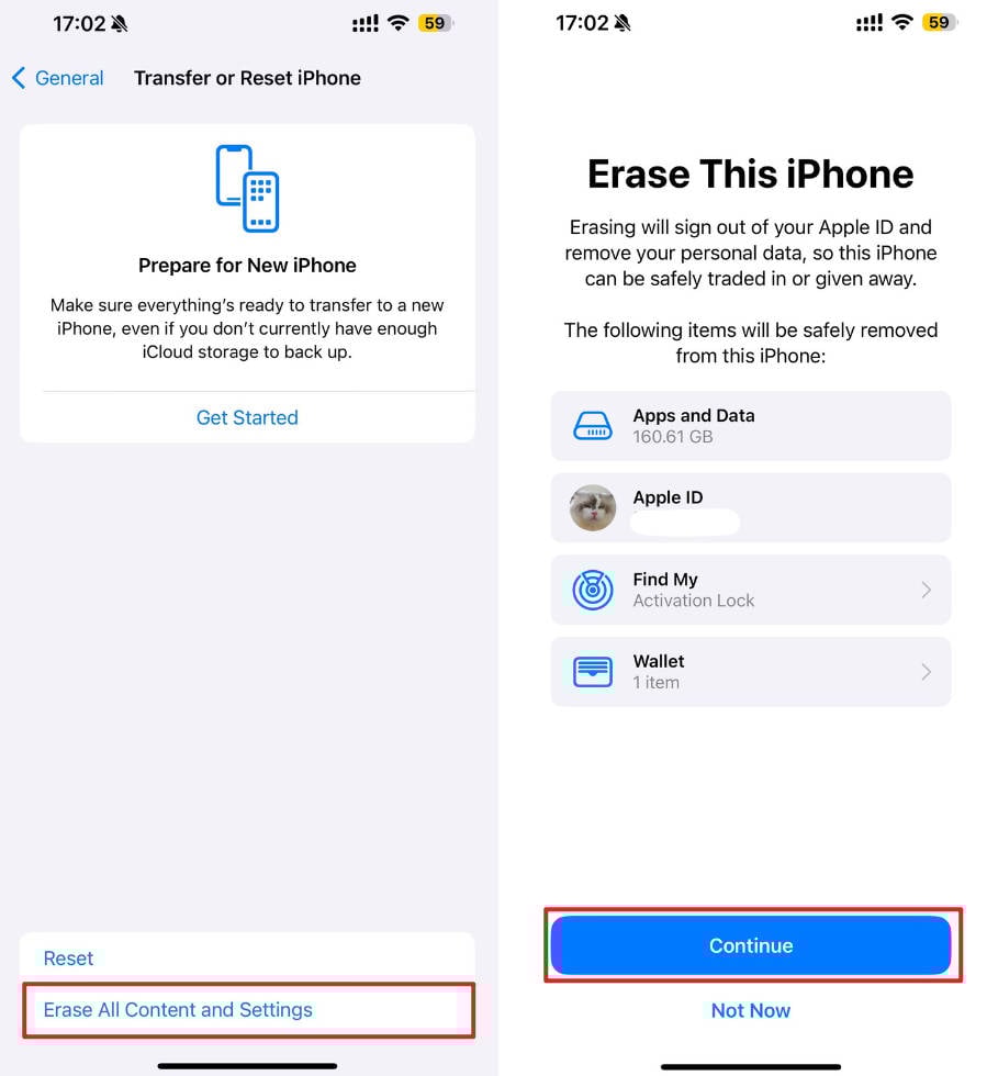 すべてのiPhoneデータを削除します