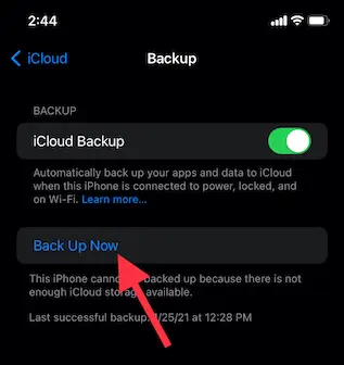 iCloudでiPadをバックアップします