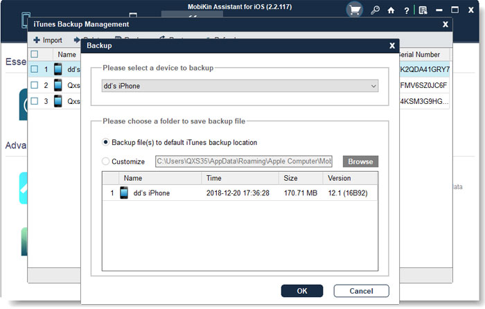 ワンクリックでiOSデータをバックアップします