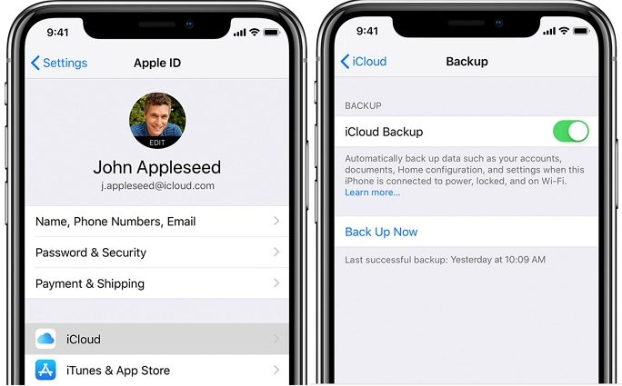 iCloudを使用したバックアップiPhone