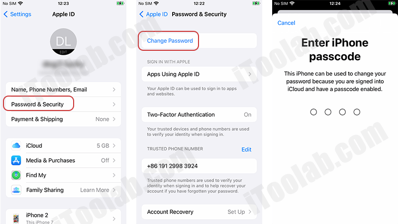 Apple IDパスワードを設定から変更します