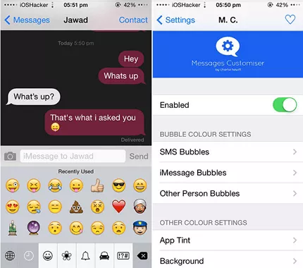 imessageの背景Cydiaを変更します