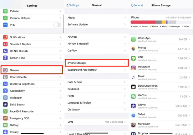 iPhoneストレージを確認してください