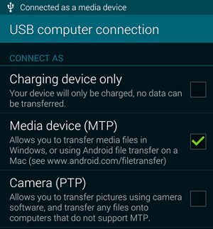USBケーブルのみを介してSamsung Galaxyからコンピューターにビデオを転送する