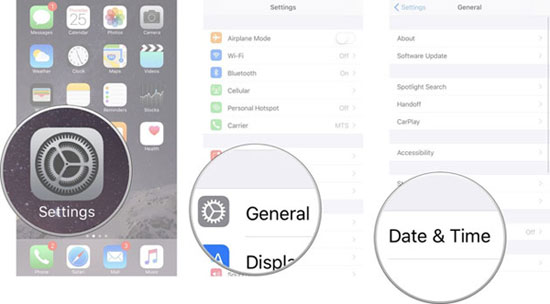 iPhoneでデータと時間を更新します