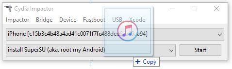 IPAファイルをCydia Impactorにドラッグアンドドロップします