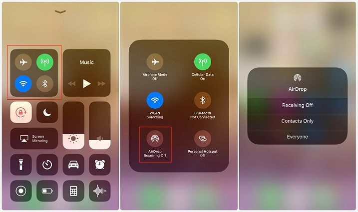 iPhoneでエアドロップをオンにします