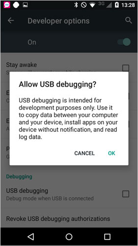 Motorola 5でUSBデバッグを開きます