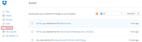 PDFファイルの回復のためにDropboxをログインします
