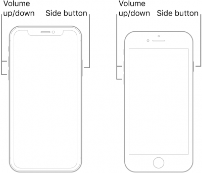 iPhone 8以降を再起動して、iPhoneが復元画面に詰まっていることを強制します