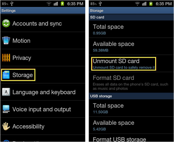Android SDカードをフォーマットする方法