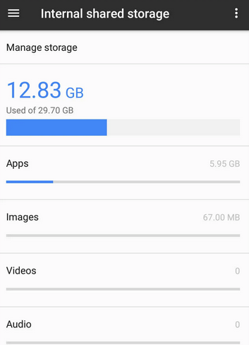 Google写真で電話のストレージを開きます
