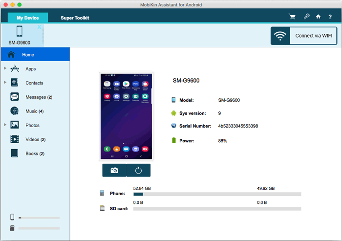 メッセージを転送する前に、AndroidをMacに接続します