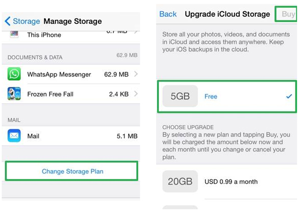 iCloudストレージを管理します
