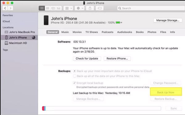 iTunesを使用してiPhoneをバックアップします 