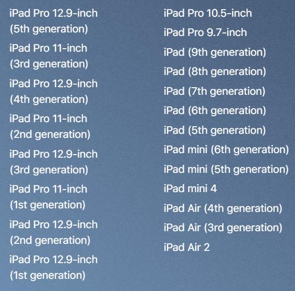 iPados 15サポートリスト