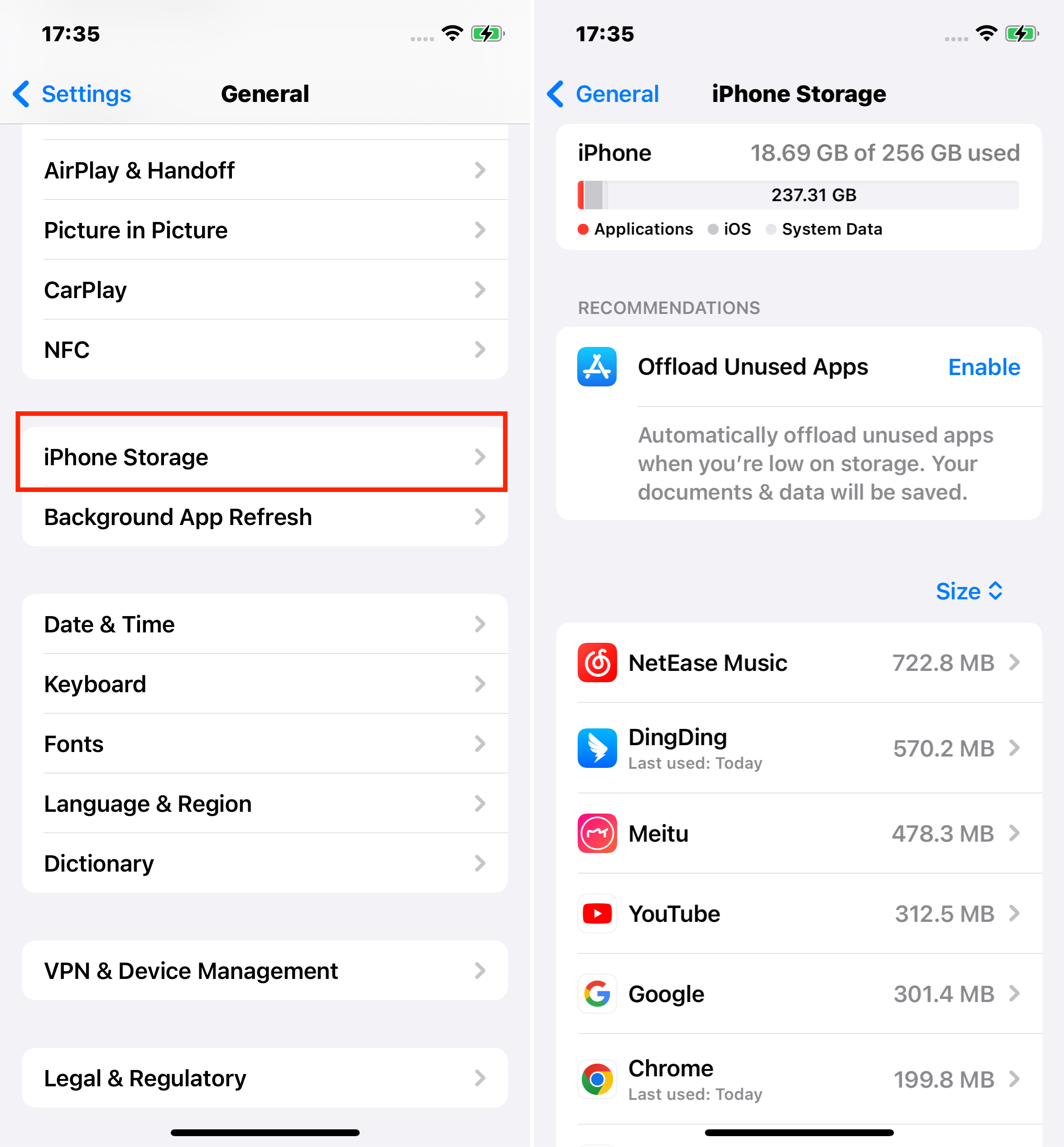 iPhoneストレージスペースを確認してください