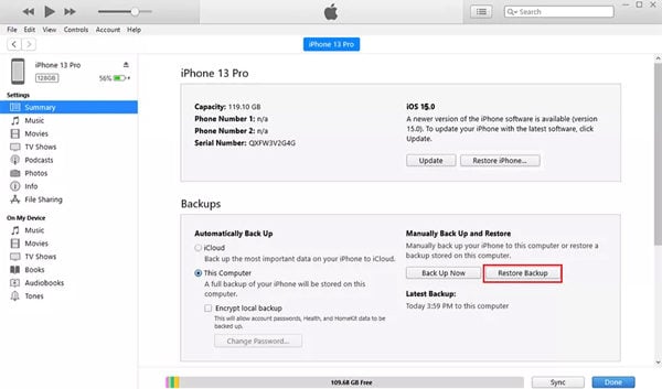 iTunesを使用してiPhoneを復元してiPhoneスクリーングリーンの色合いを修正する