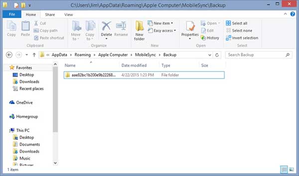 Windows 10でiTunesバックアップファイルを見つけます
