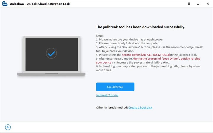 ジェイルブレイクツールは正常にダウンロードされました