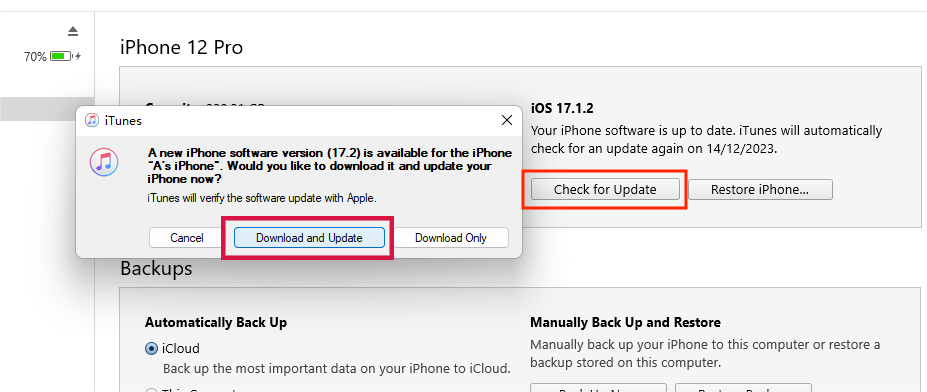 iTunes経由でiPhoneを更新します