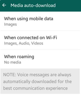 Whatsap Mediaファイルのダウンロードを無効にします