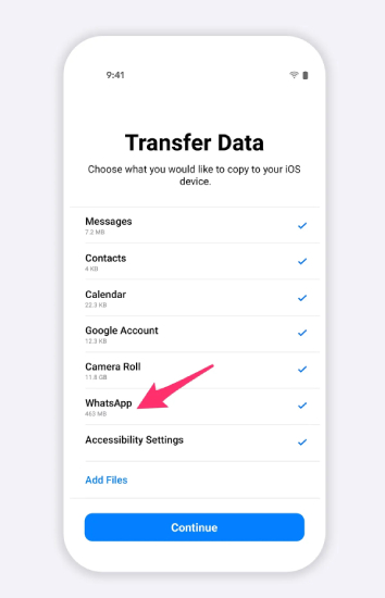 iOSWhatsAppに移動します