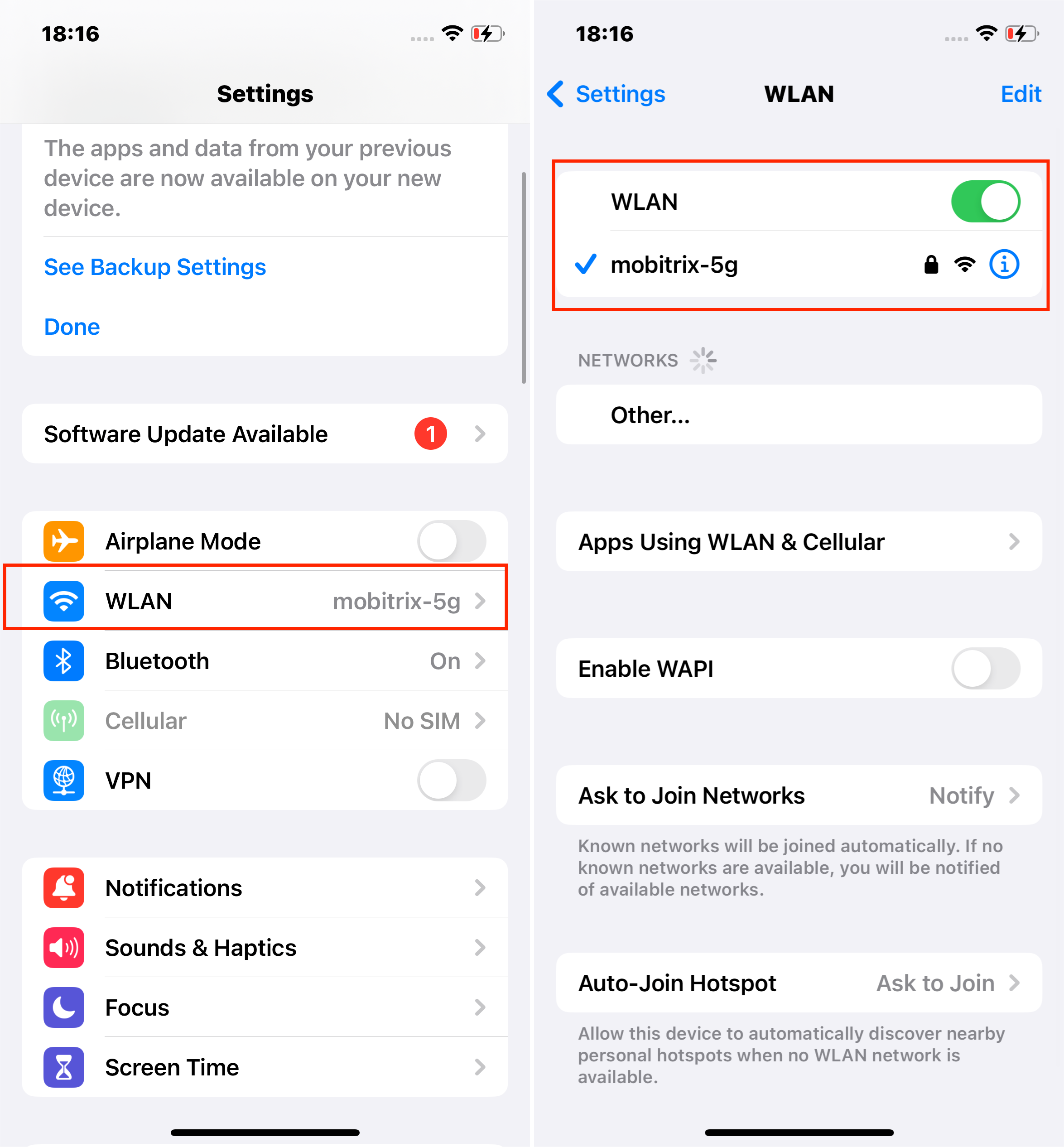 iPhoneネットワーク接続を確認してください