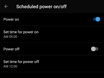 スケジュールされた電源オンまたはオフ