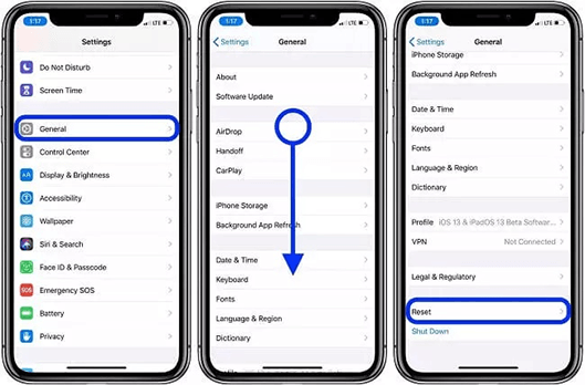 すべての設定をiPhoneでリセットします