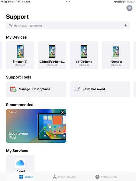 サポートアプリからApple IDパスワードをリセットします