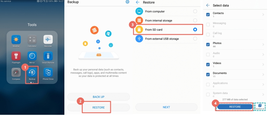 HuaweiバックアップからHuaweiの連絡先を復元する方法
