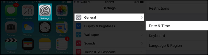 iPhoneで日時の情報を確認してください