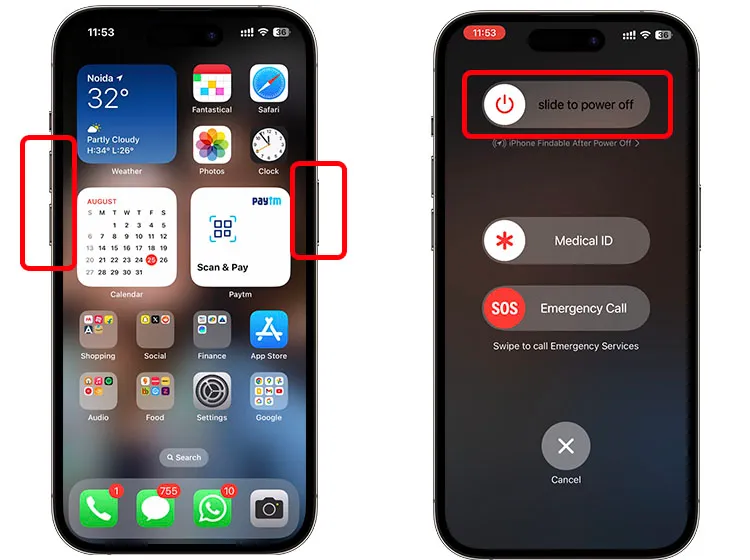 iPhone/iPadを再起動します