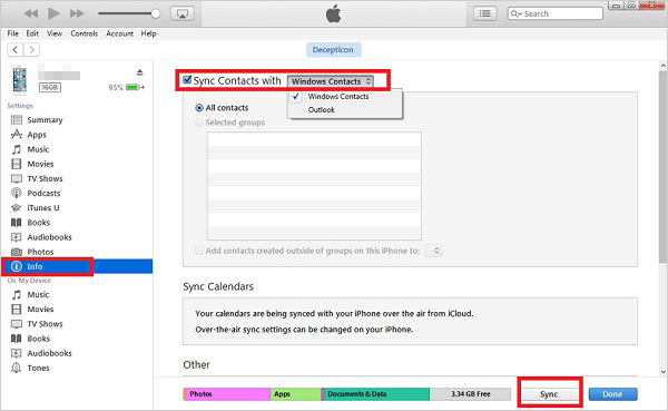 iPhoneからの連絡先リストをiTunesの同期を介して印刷する方法