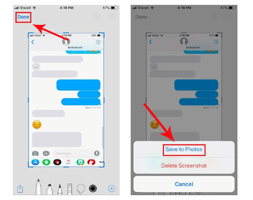 スクリーンショットを撮影してiPhoneで裁判所のテキストメッセージを印刷する