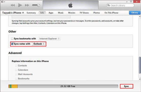 iPhoneからiPhにメモをiTunesで転送します