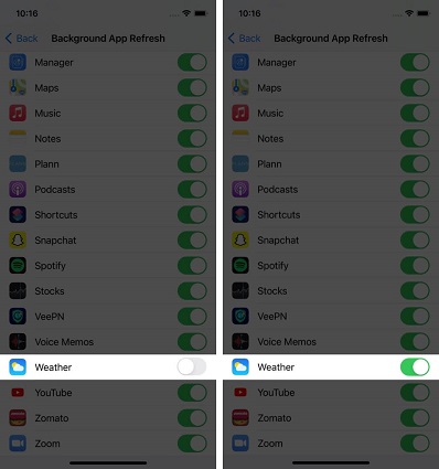 Weather Appウィジェットが機能していません