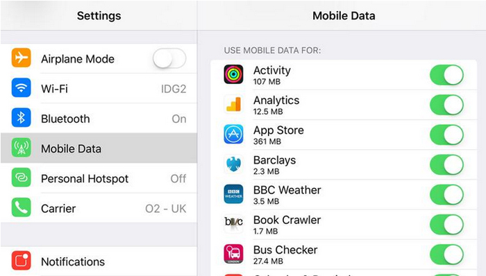 モバイルデータを変更して、App Storeにアクセスします