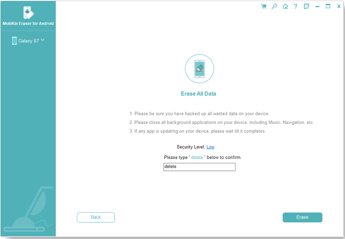 Android用のMobikin EraserでSIMカードAndroidを拭く方法