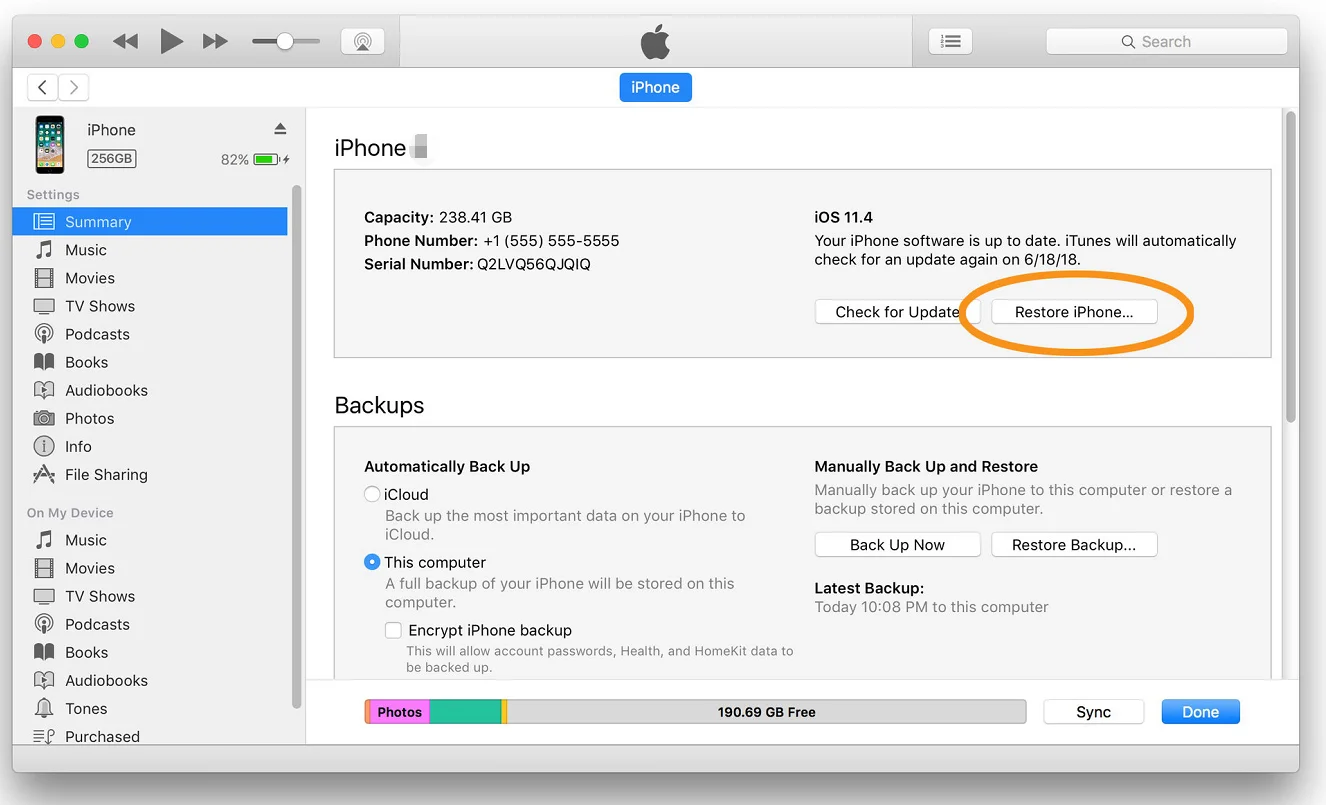 iPhone 16をiTunesでリセットします