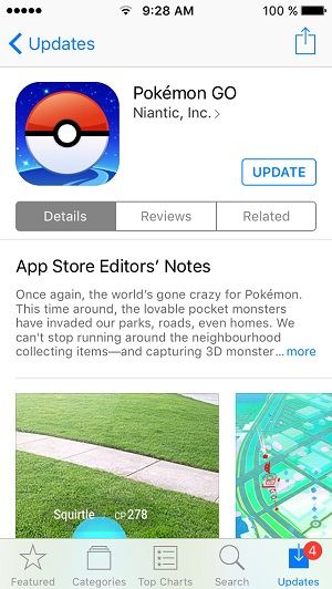 App StoreでポケモンGoを更新します
