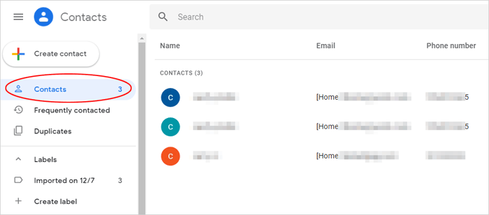 Google連絡先の連絡先にアクセスします