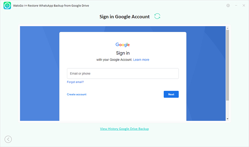 WatsgoはGoogleドライブにログインします