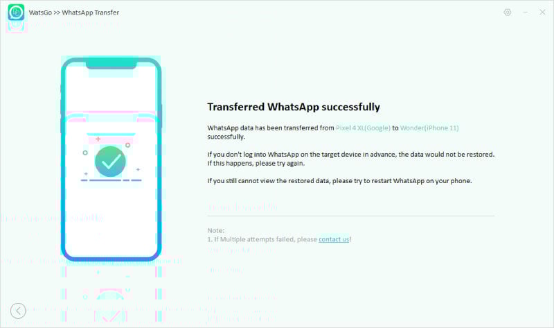 WhatsAppバックアップの生成を開始します